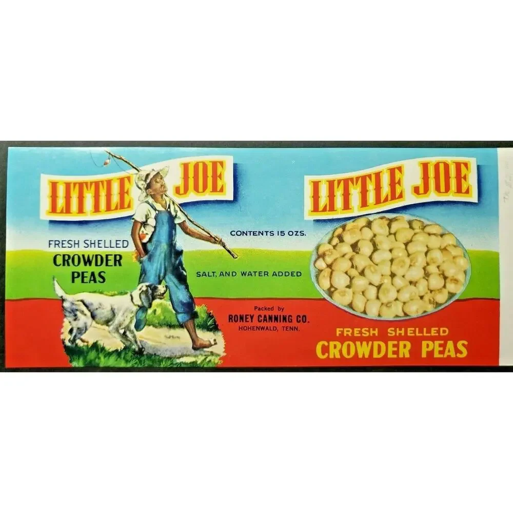 Vintage‎ Little Joe Fresh Crowder Peas, Roney Canning Co 1940s Can Label Z2